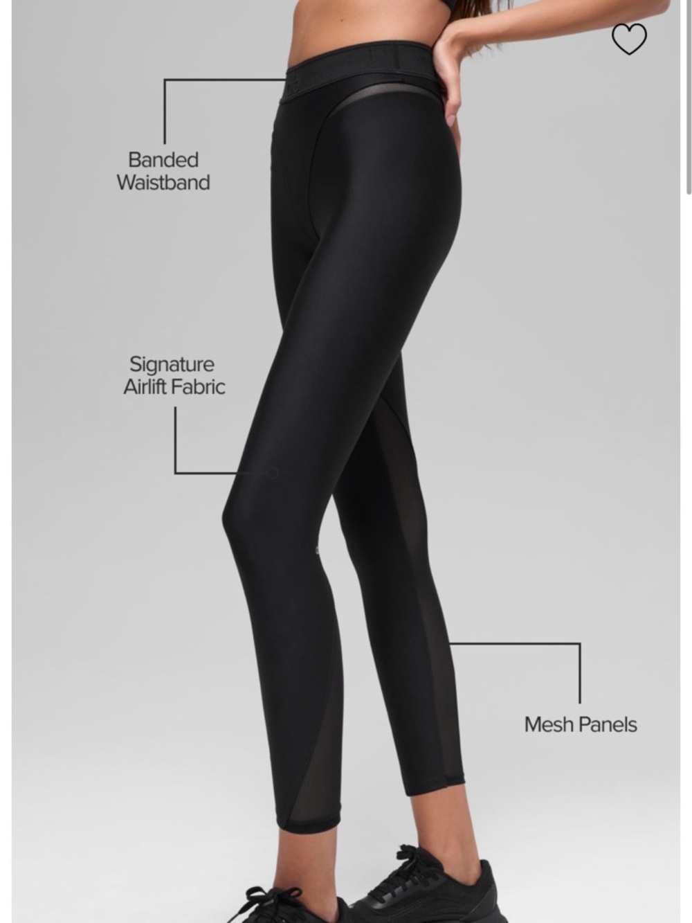ALO Yoga Black Airlift High Waist 7/8 Rebel Leggings